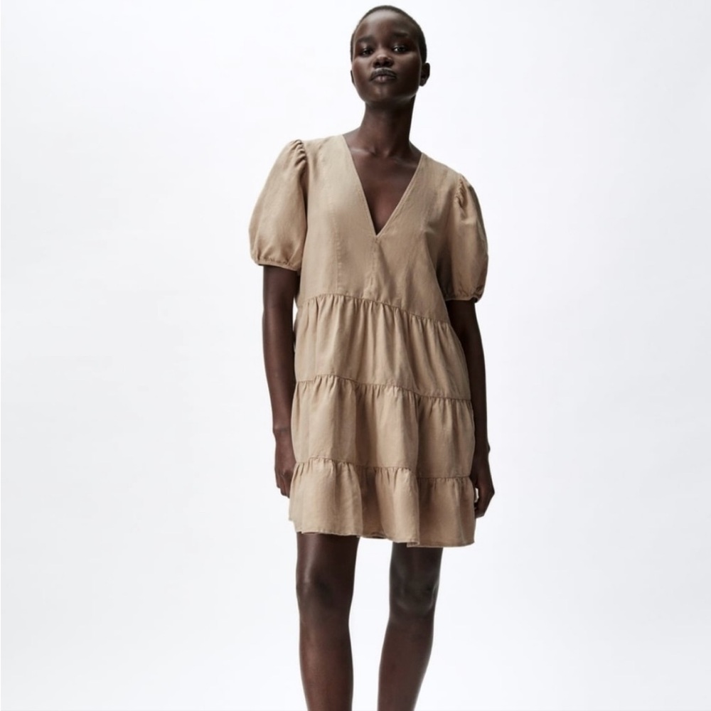 Zara Tan linen summer dress